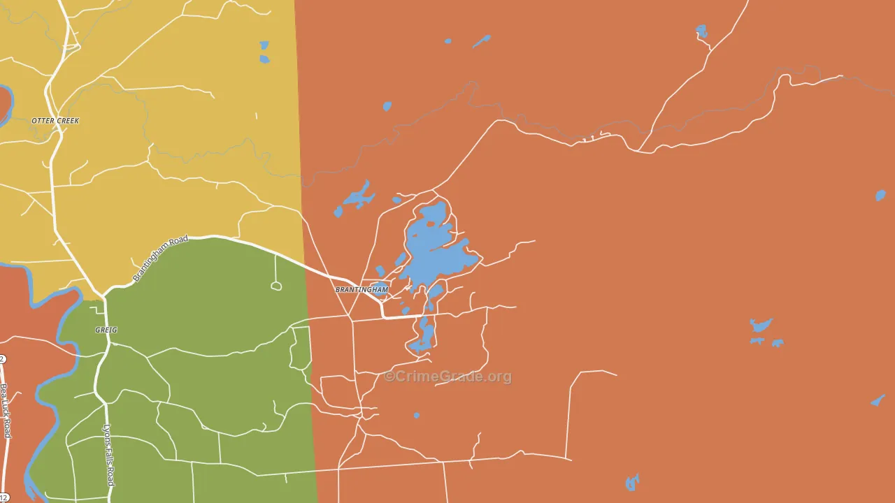 Brantingham, NY Map of Robbery Rates