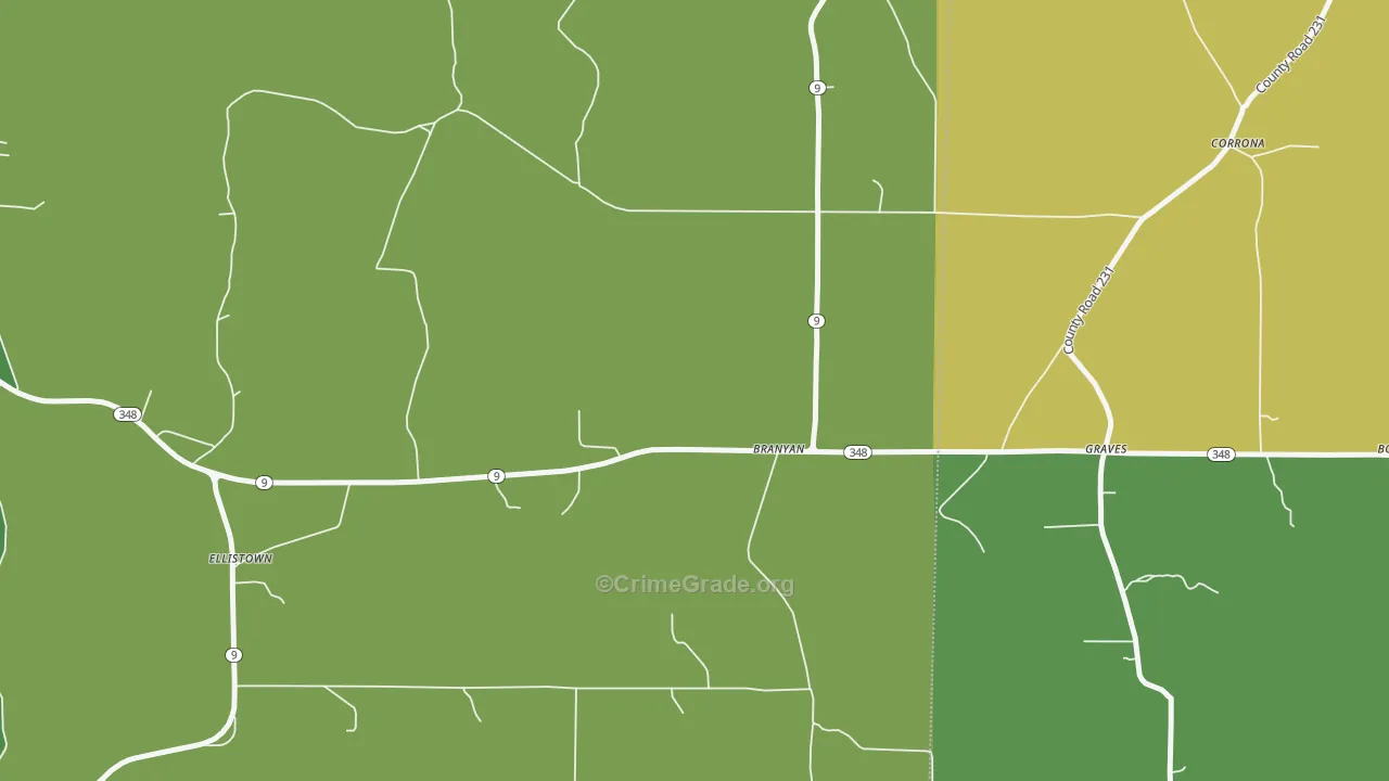 Branyan, MS Map of Robbery Rates