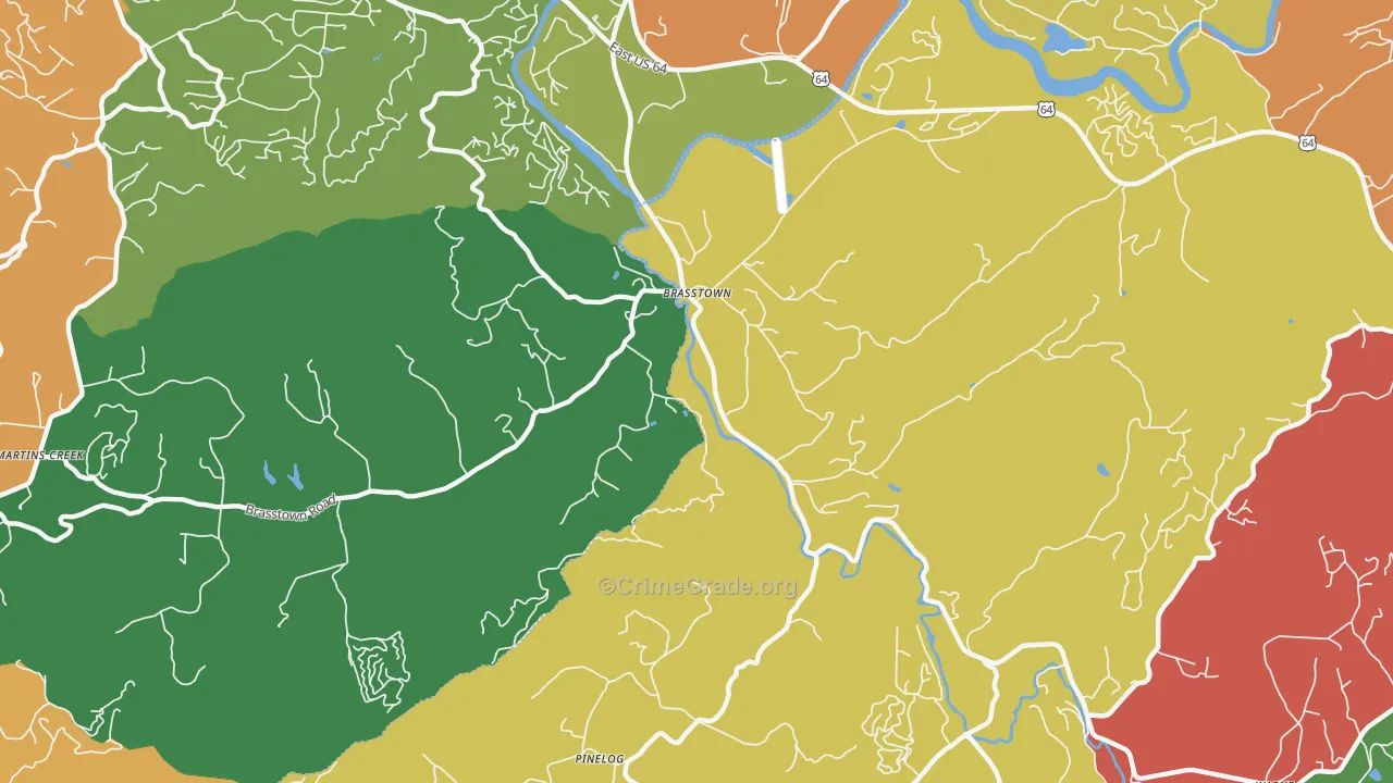 Brasstown, NC Map of Robbery Rates