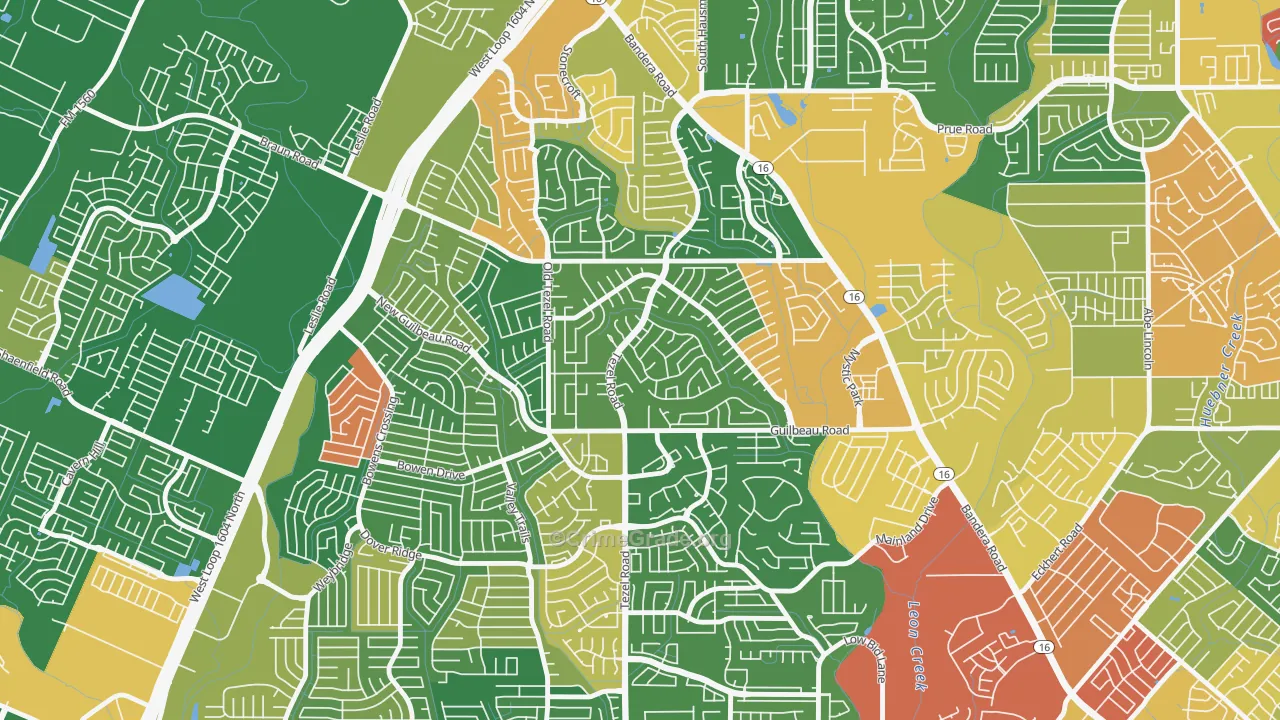 Braun Station West, San Antonio, TX Map of Robbery Rates
