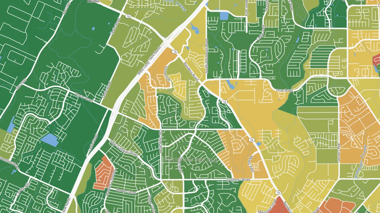 Braun's Farm, San Antonio, TX Map of Robbery Rates