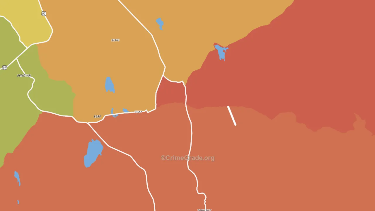 Bray, CA Map of Robbery Rates