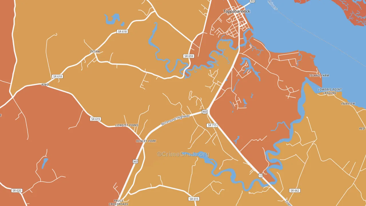 Brays, VA Map of Robbery Rates