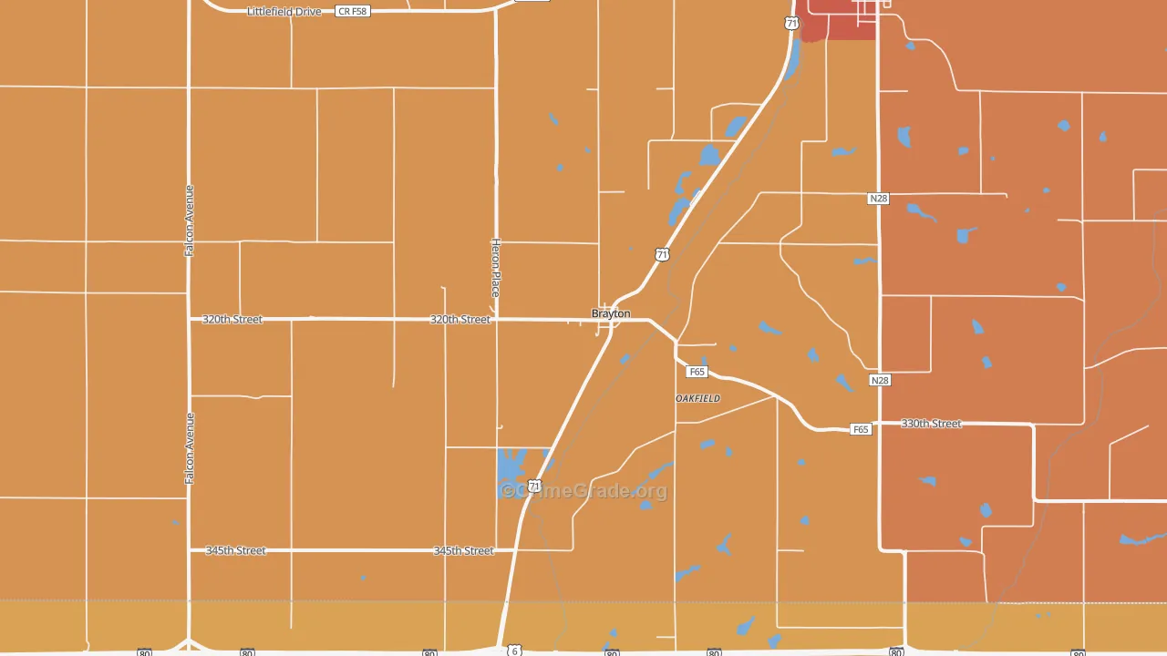 Brayton, IA Map of Robbery Rates