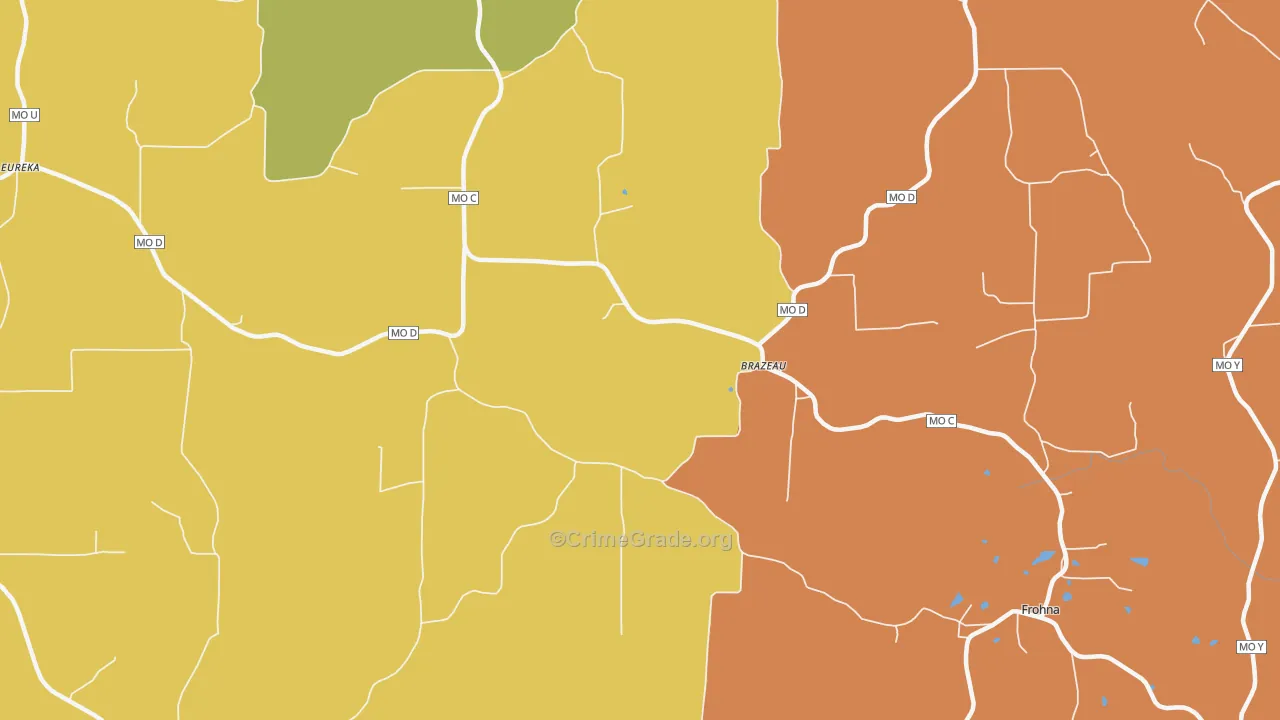 Brazeau, MO Map of Robbery Rates