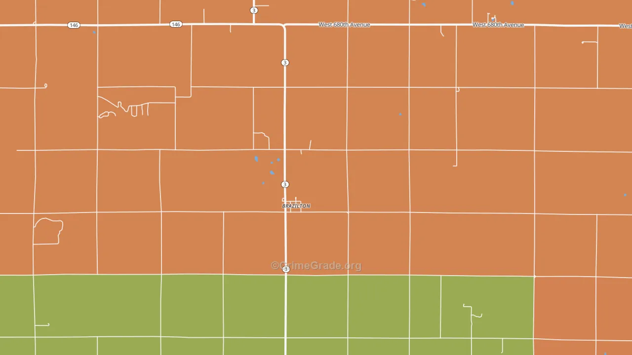 Brazilton, KS Map of Robbery Rates