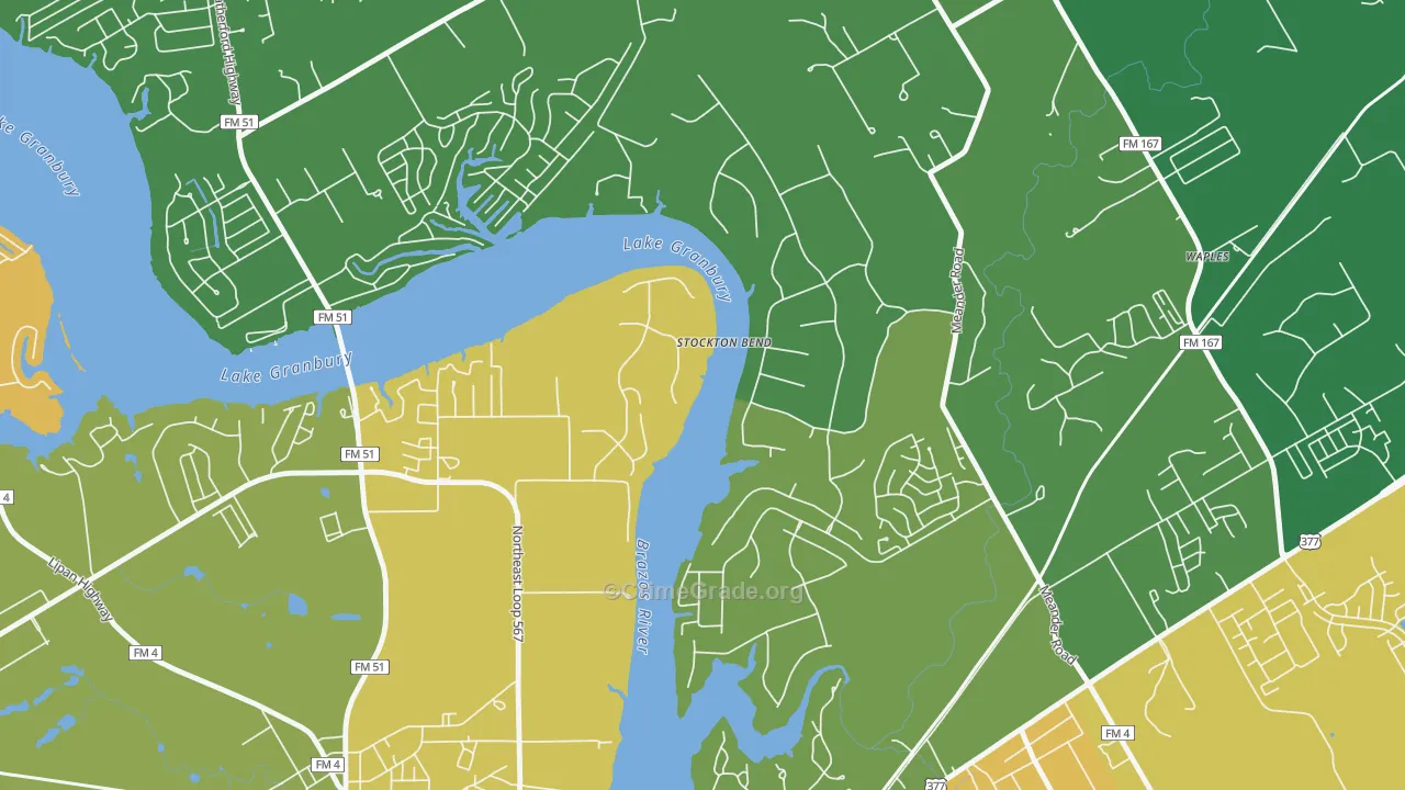 Brazos Bend, TX Map of Robbery Rates
