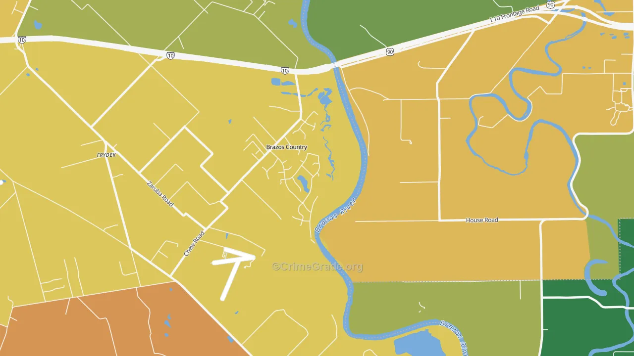 Brazos Country, TX Map of Robbery Rates
