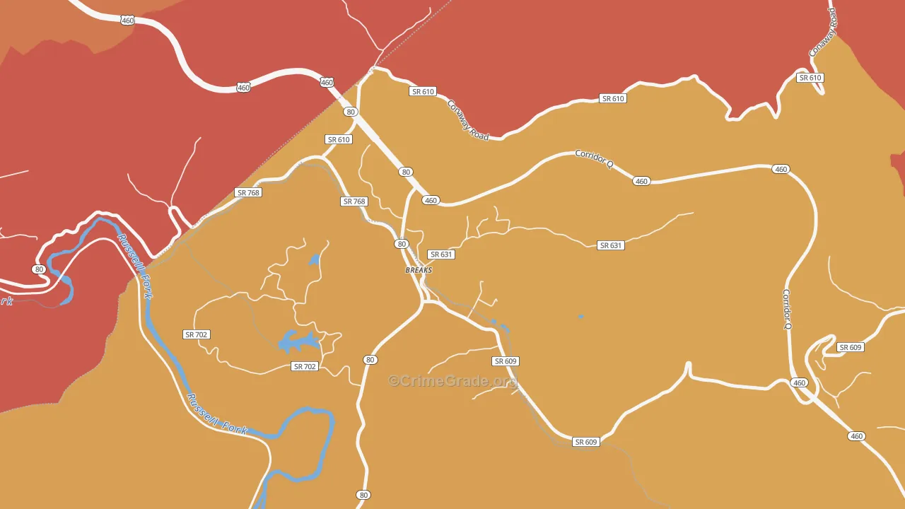 Breaks, VA Map of Robbery Rates