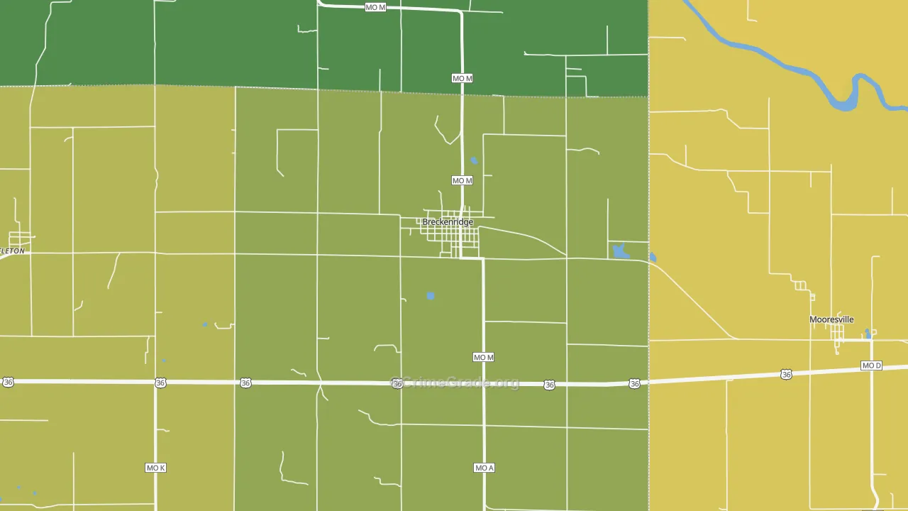 Breckenridge, MO Map of Robbery Rates
