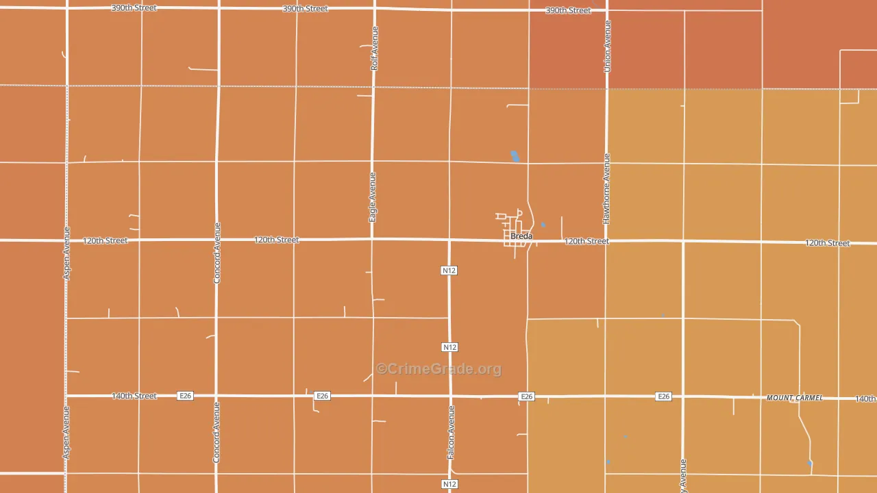 Breda, IA Map of Robbery Rates