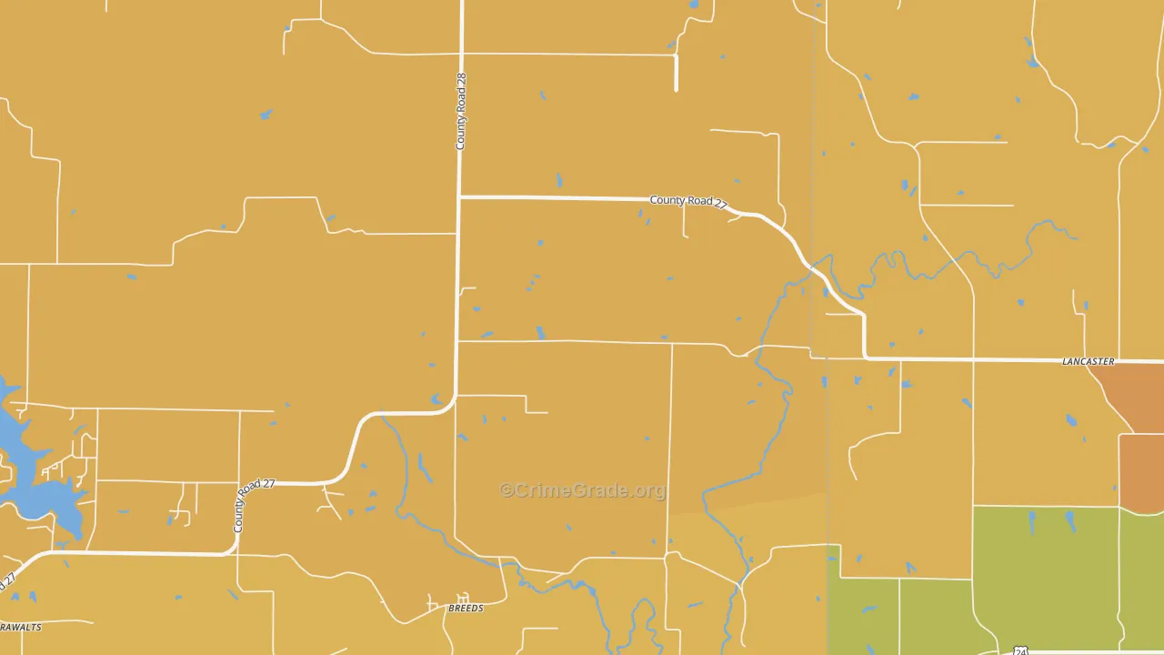 Breeds, IL Map of Robbery Rates
