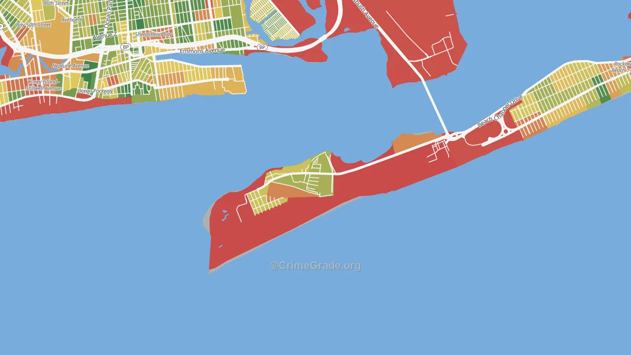 Breezy Point, Queens, NY Map of Robbery Rates