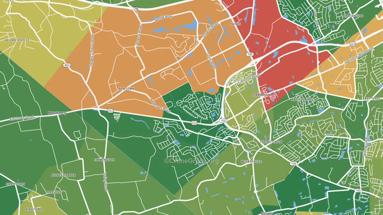 Breinigsville, PA Map of Robbery Rates