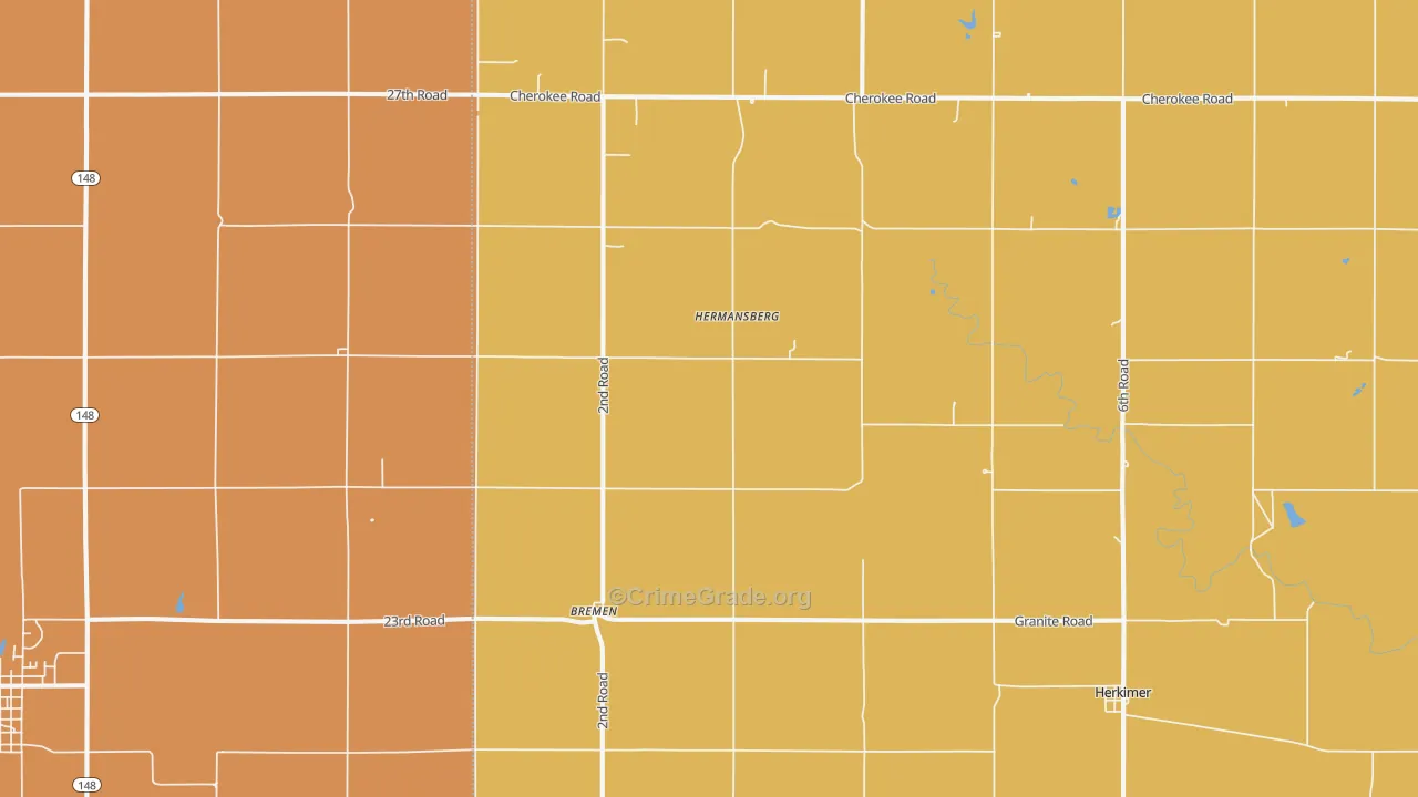 Bremen, KS Map of Robbery Rates