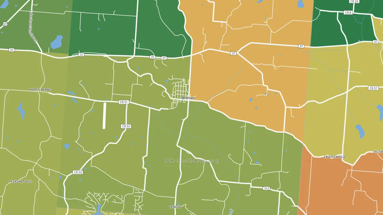 Bremen, OH Map of Robbery Rates