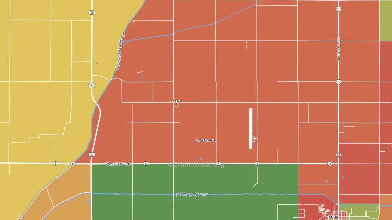 Brems, IN Map of Robbery Rates