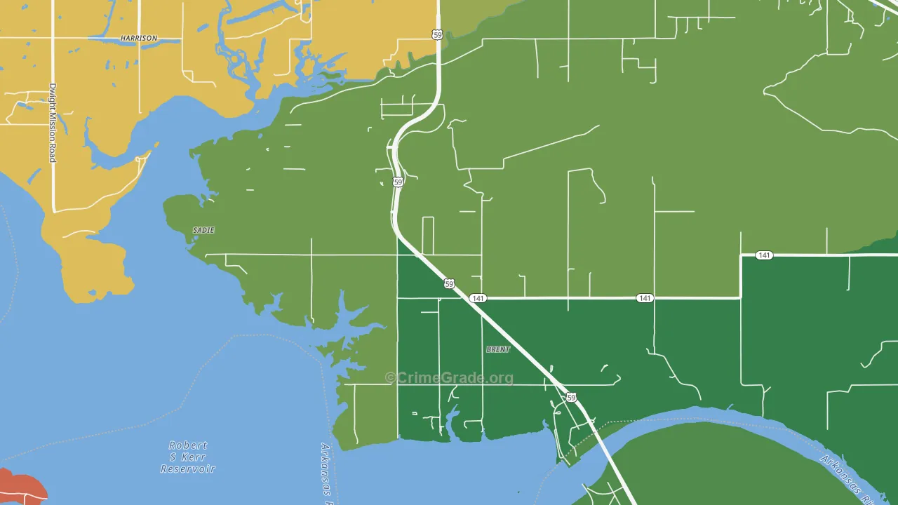 Brent, OK Map of Robbery Rates