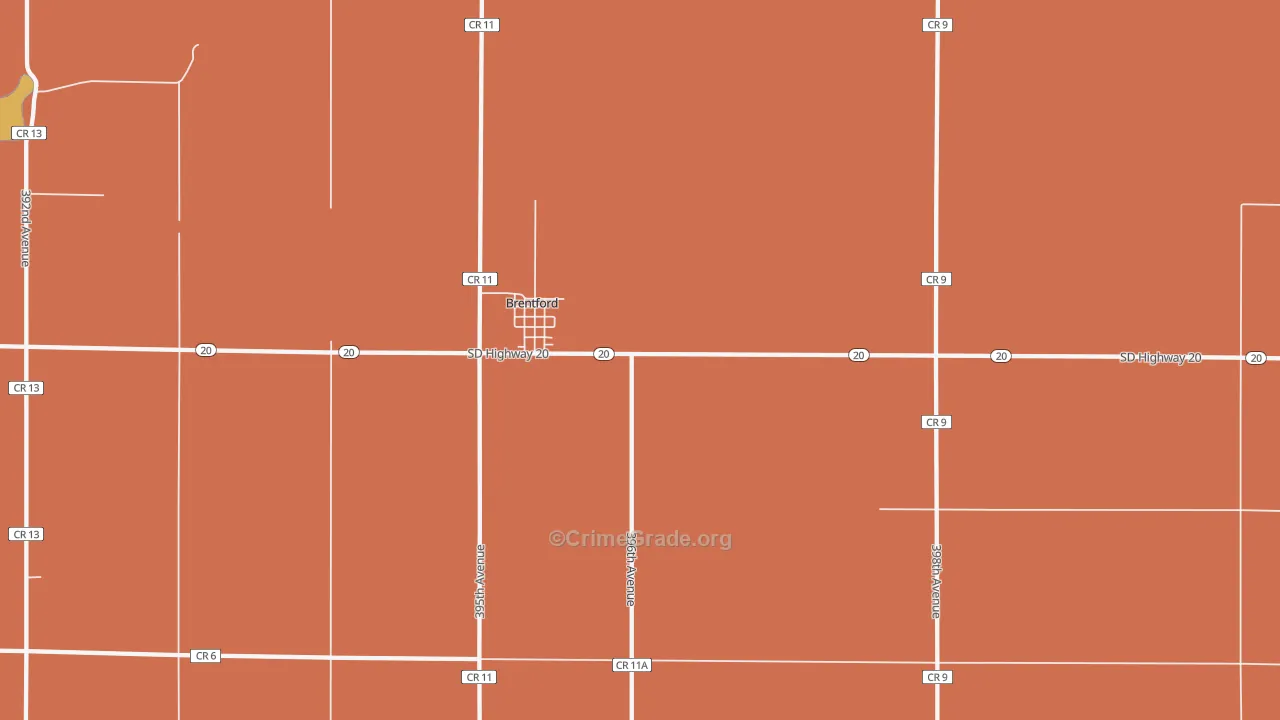 Brentford, SD Map of Robbery Rates