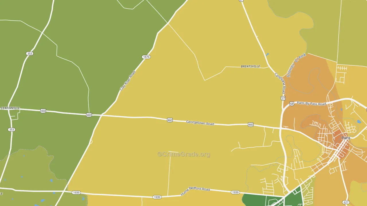 Brentsville, KY Map of Robbery Rates