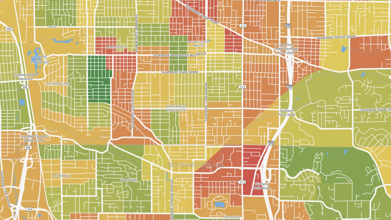 Brentwood-Darlington, Portland, OR Map of Robbery Rates