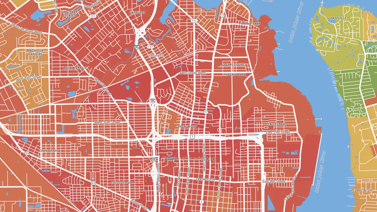Brentwood, Jacksonville, FL Map of Robbery Rates