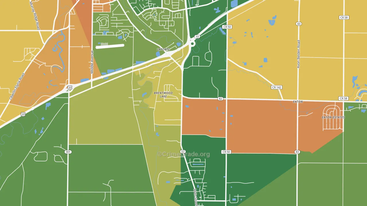 Brentwood Lake, OH Map of Robbery Rates
