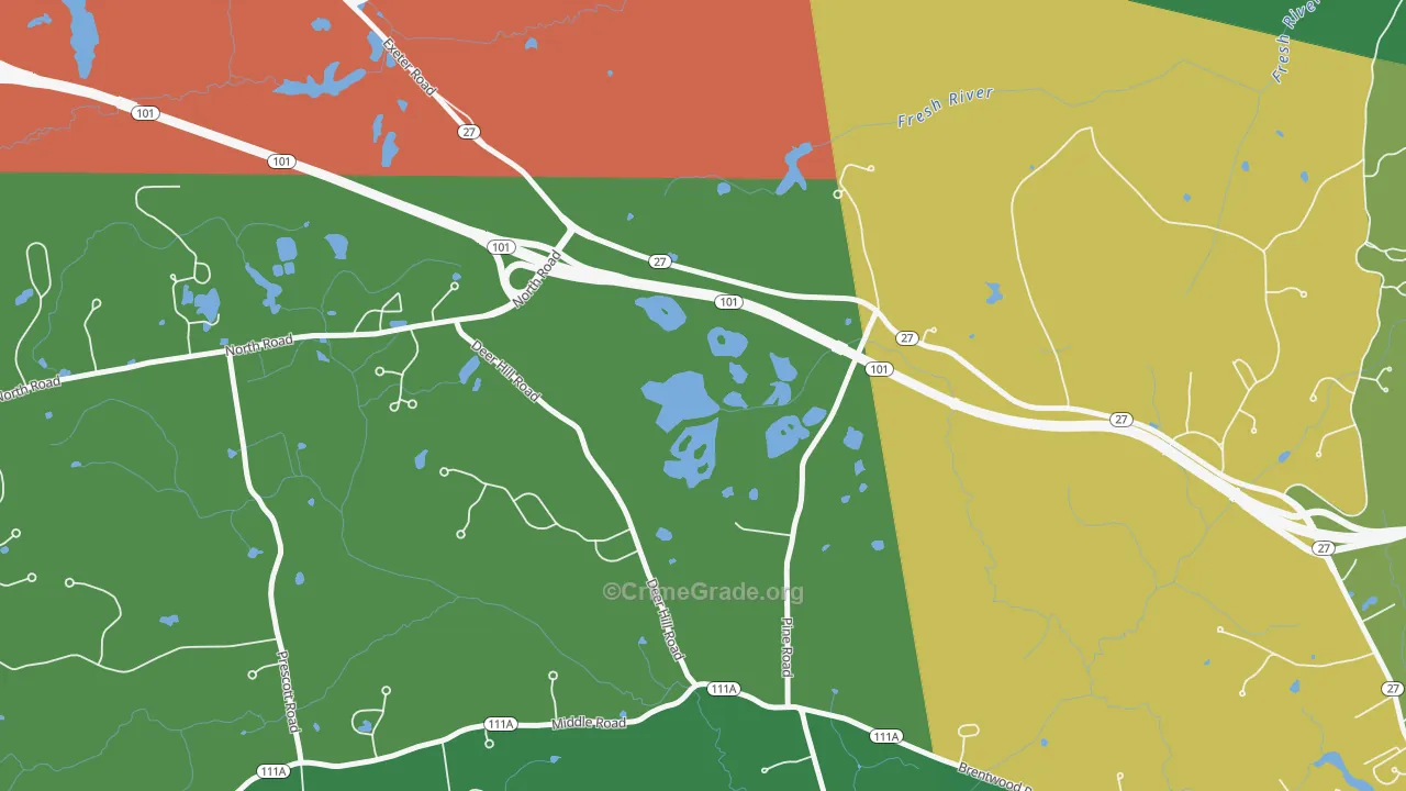 Brentwood, NH Map of Robbery Rates