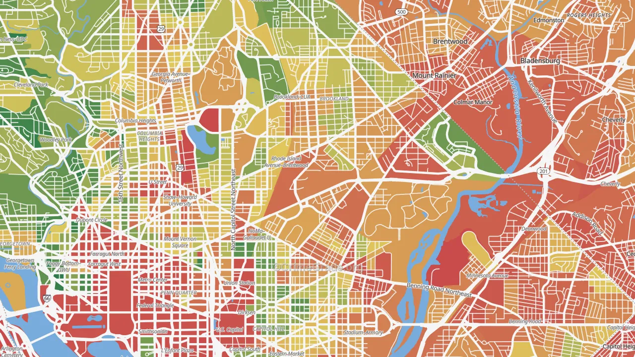 Brentwood, Washington, DC Map of Robbery Rates