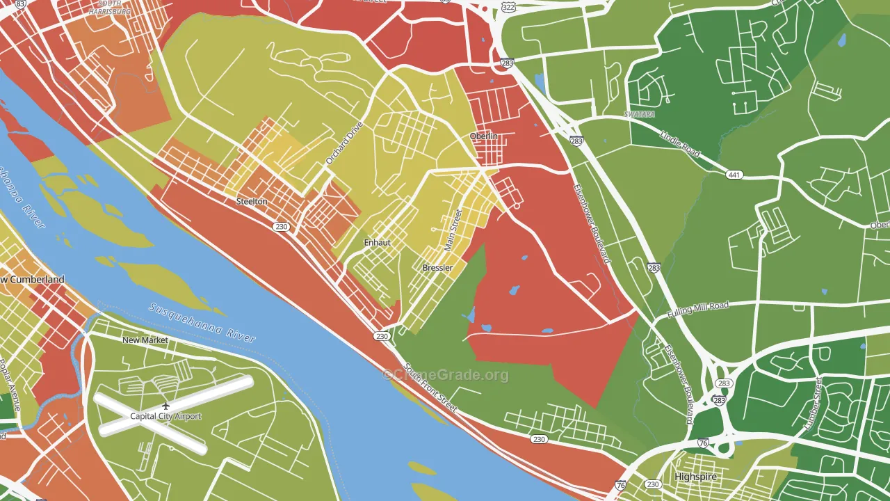 Bressler, PA Map of Robbery Rates