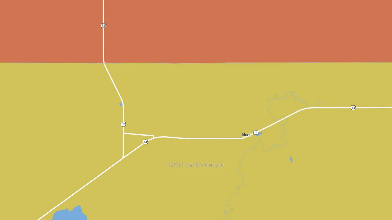 Bretton, SD Map of Robbery Rates
