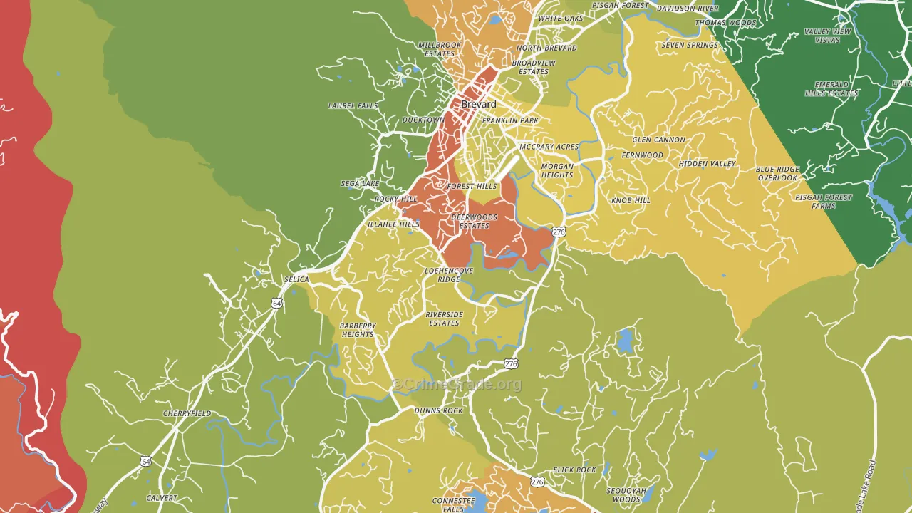 Brevard, NC Map of Robbery Rates