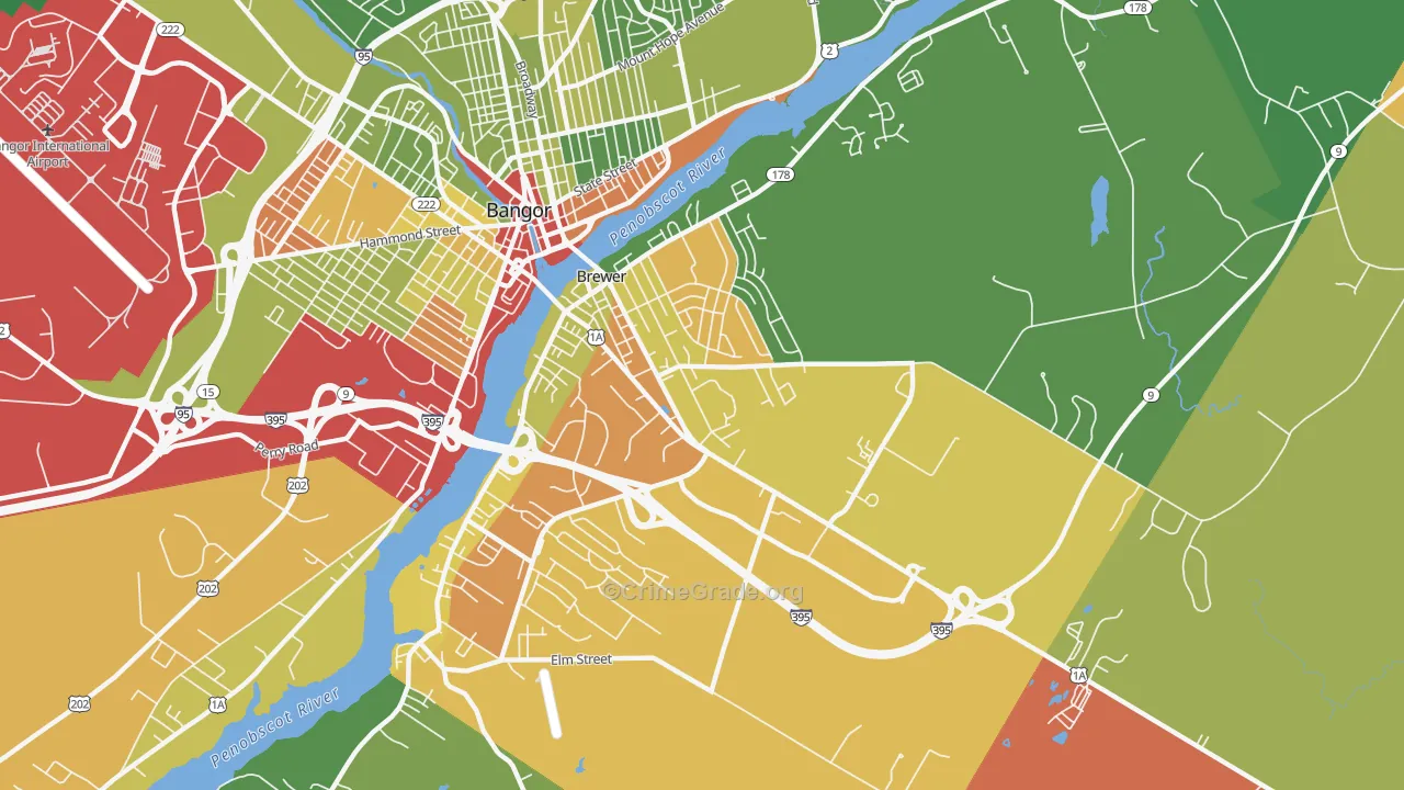 Brewer, ME Map of Robbery Rates