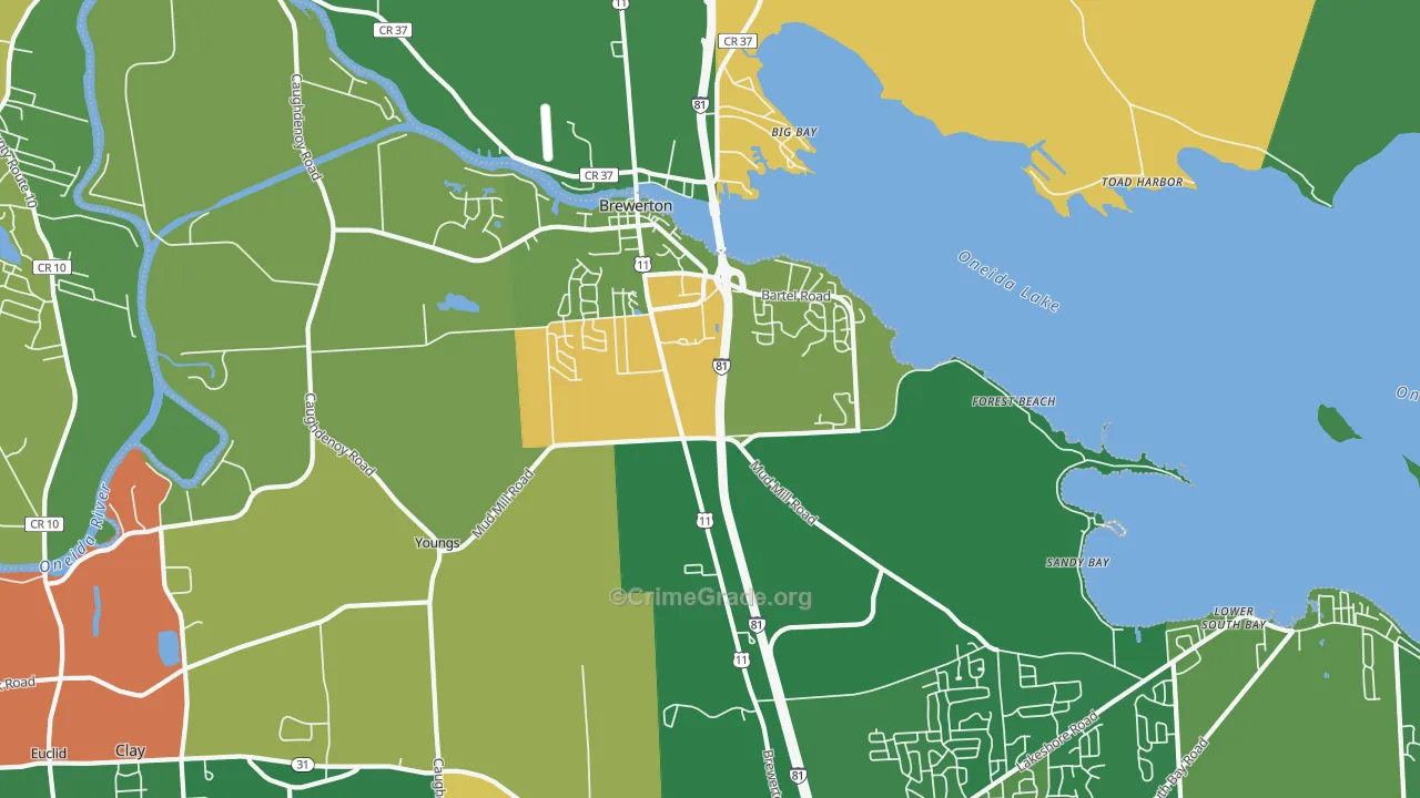 Brewerton, NY Map of Robbery Rates
