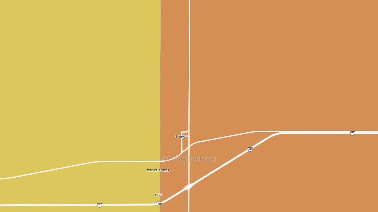 Brewster, KS Map of Robbery Rates