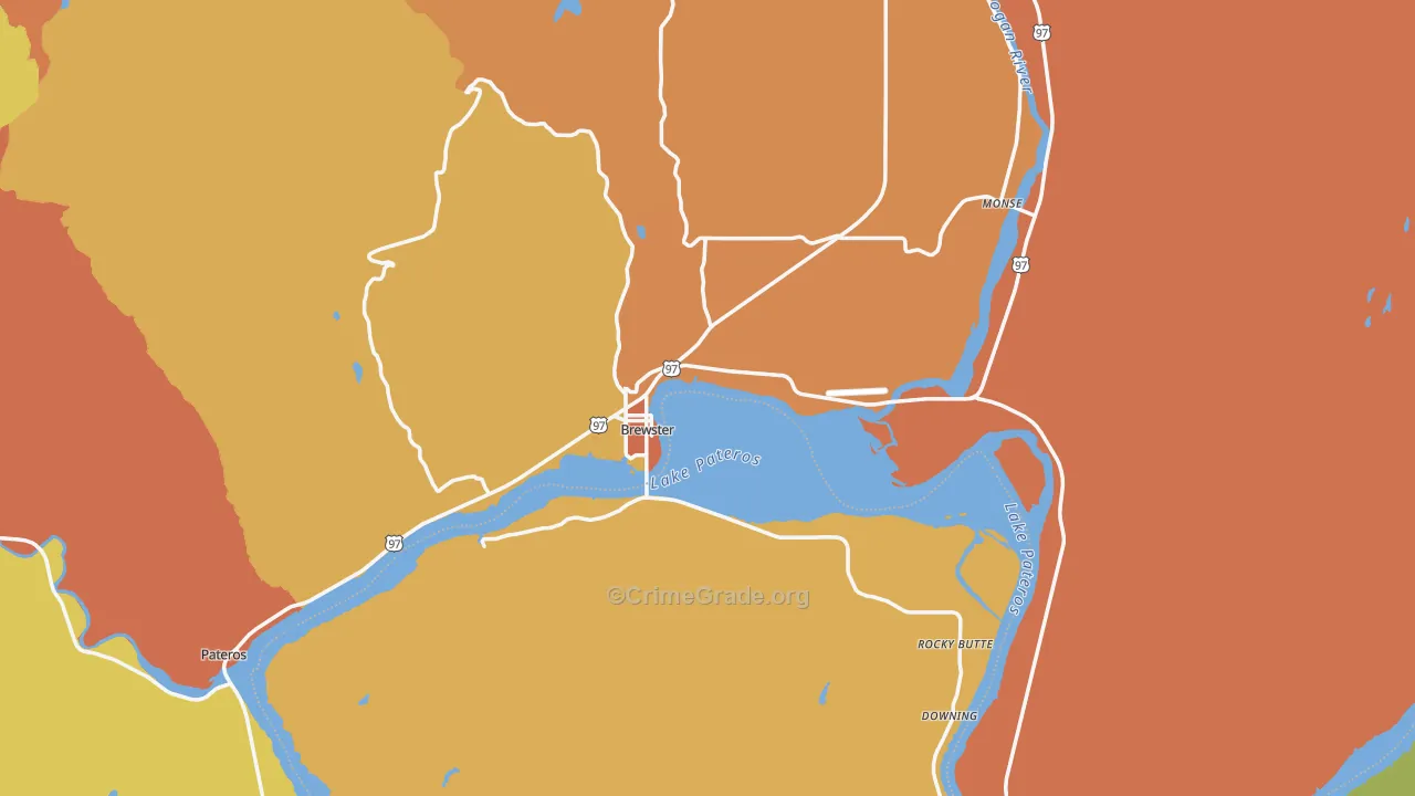 Brewster, WA Map of Robbery Rates