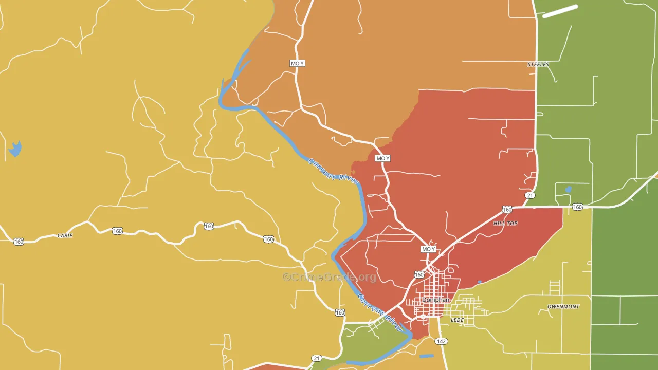 Briar, MO Map of Robbery Rates