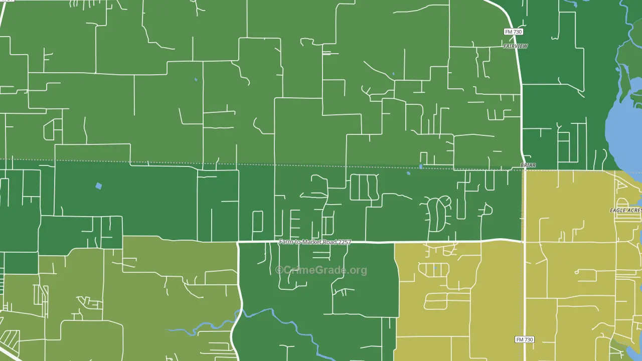 Briar, TX Map of Robbery Rates