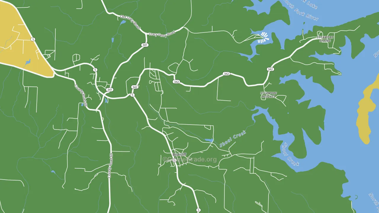 Briarcliff, AR Map of Robbery Rates