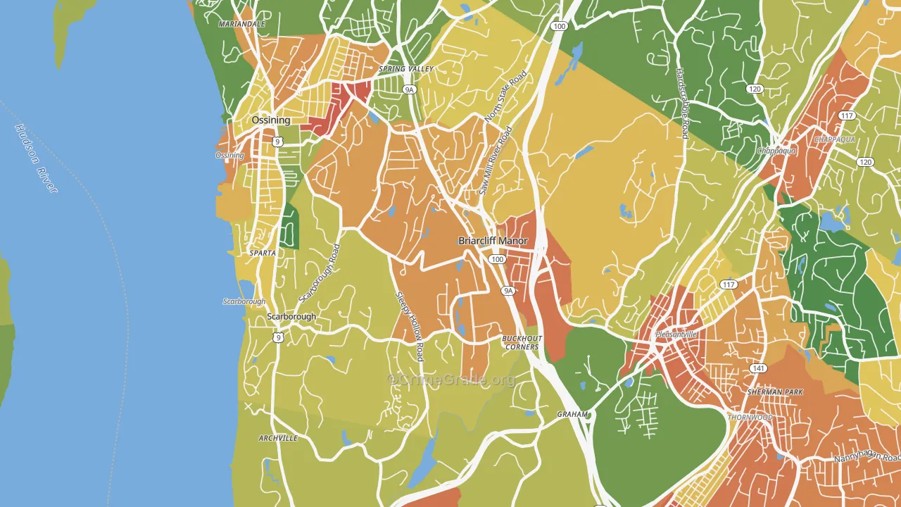 Briarcliff Manor, NY Map of Robbery Rates