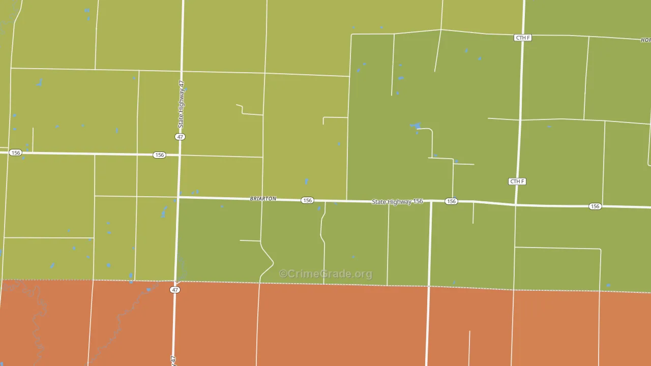 Briarton, WI Map of Robbery Rates