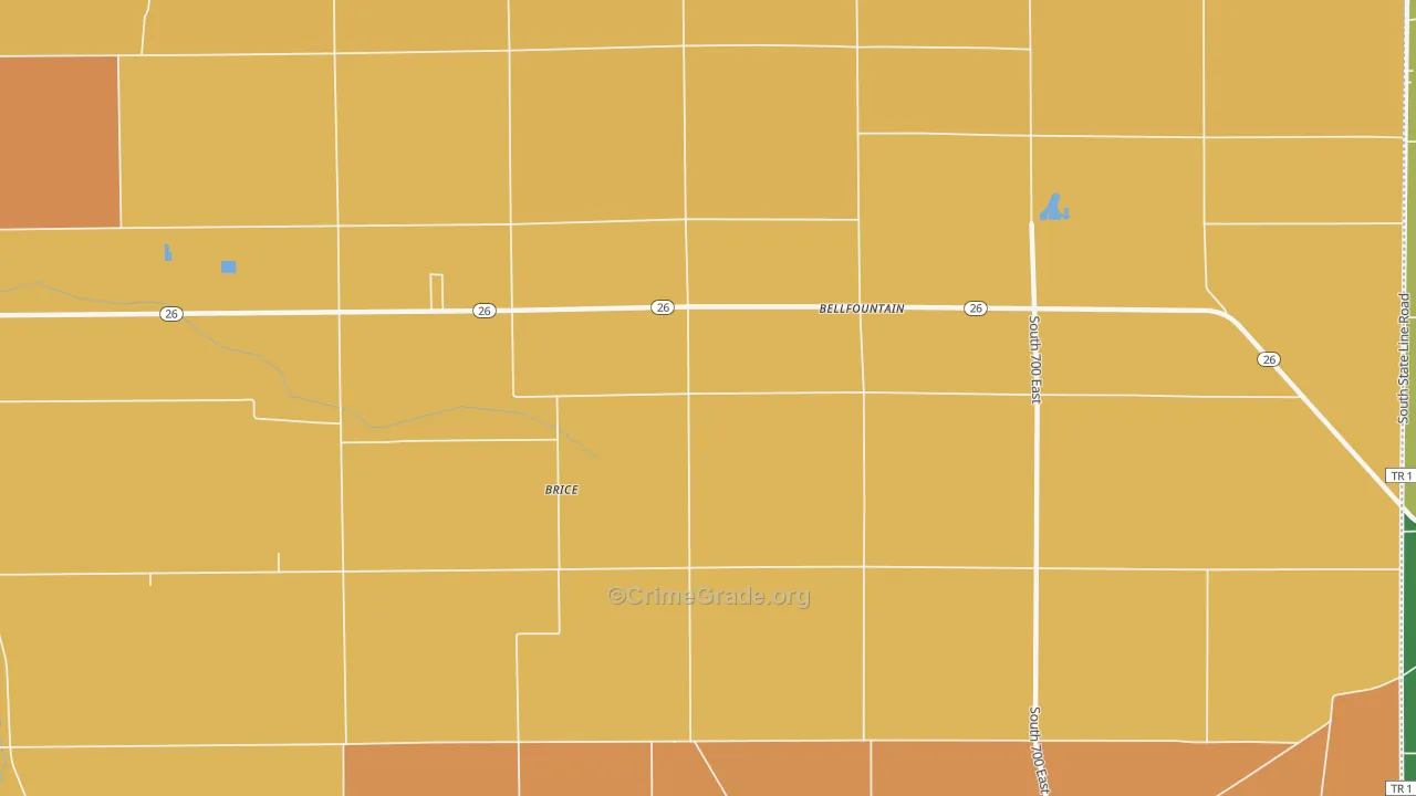 Brice, IN Map of Robbery Rates