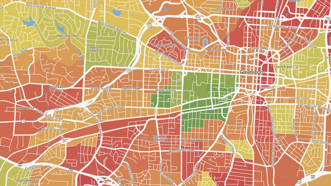Brice Street Area, Greensboro, NC Map of Robbery Rates