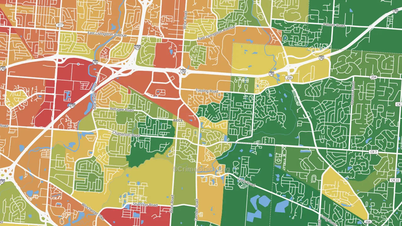 Brice-Tussing, Columbus, OH Map of Robbery Rates