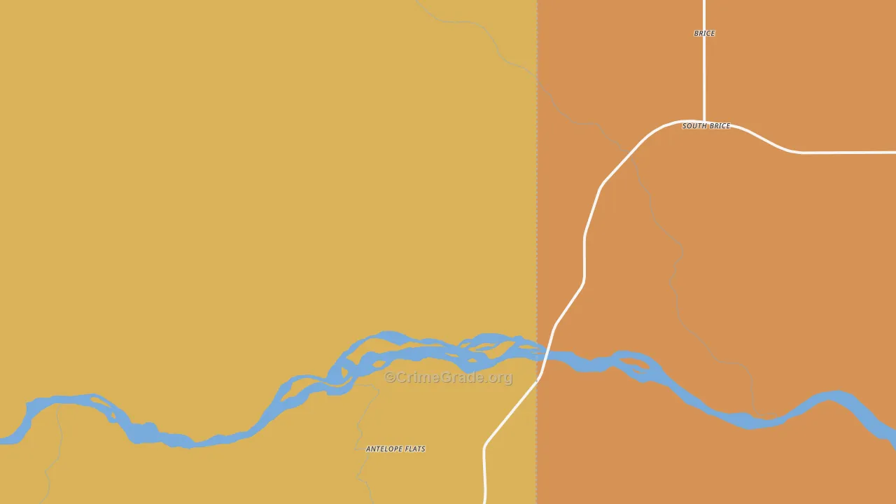 Brice, TX Map of Robbery Rates