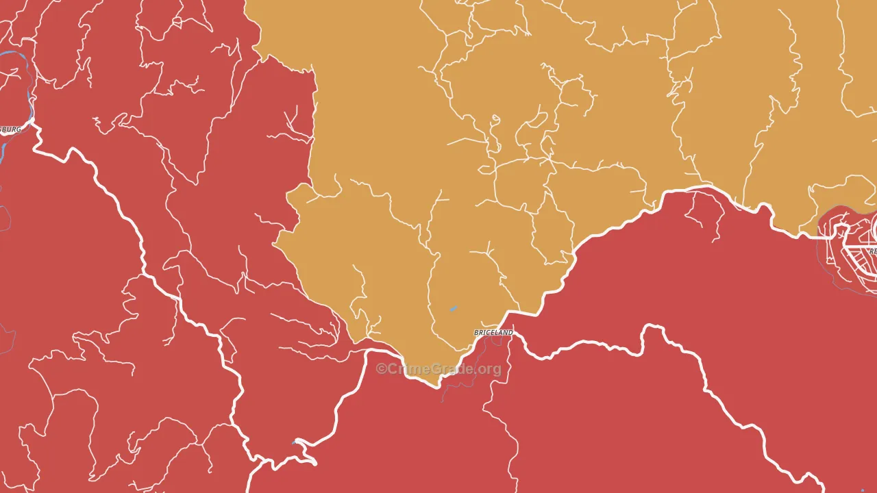 Briceland, CA Map of Robbery Rates