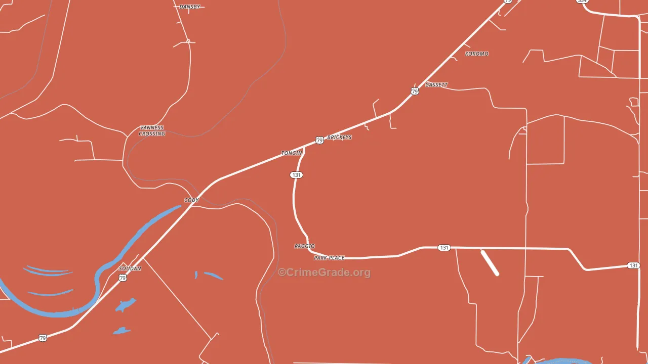 Brickeys, AR Map of Robbery Rates