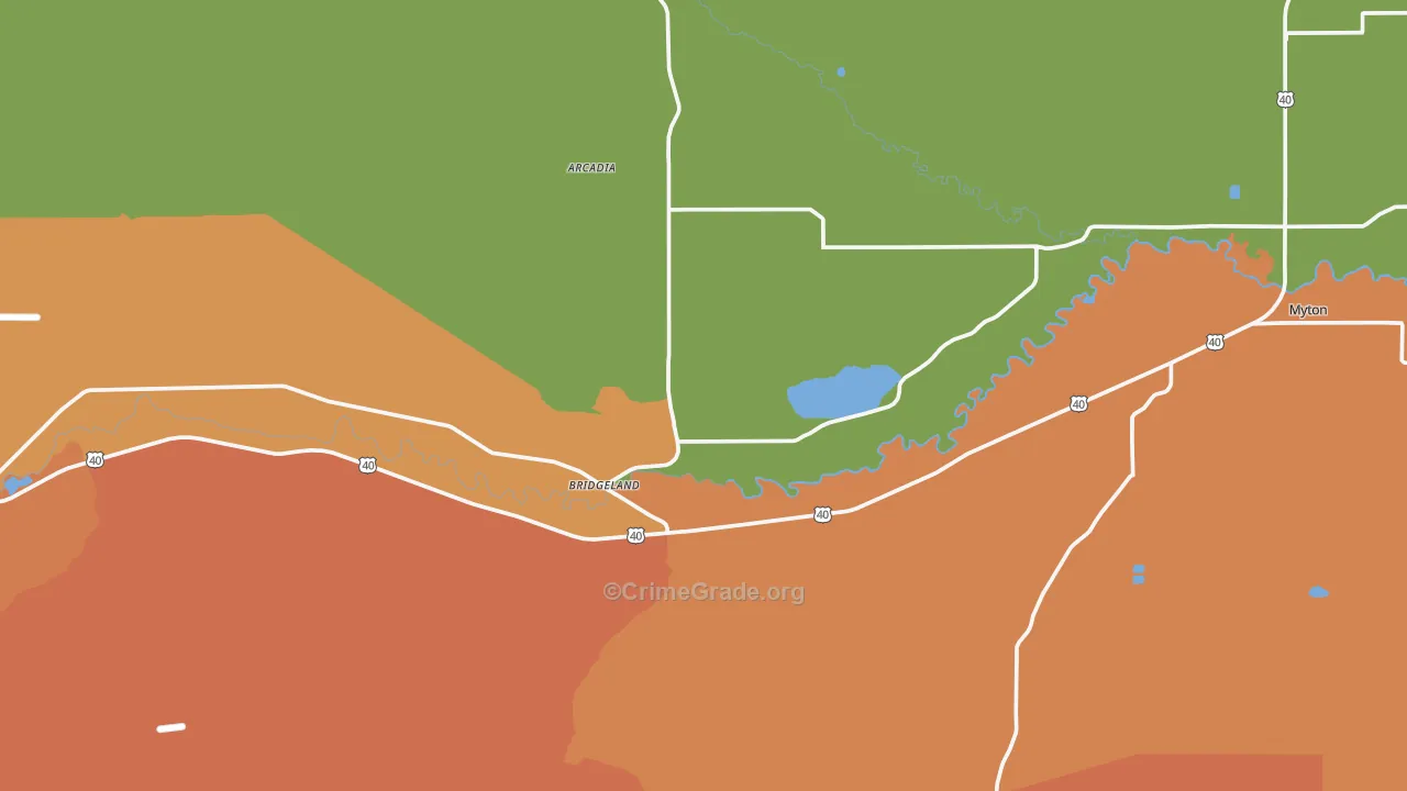 Bridgeland, UT Map of Robbery Rates