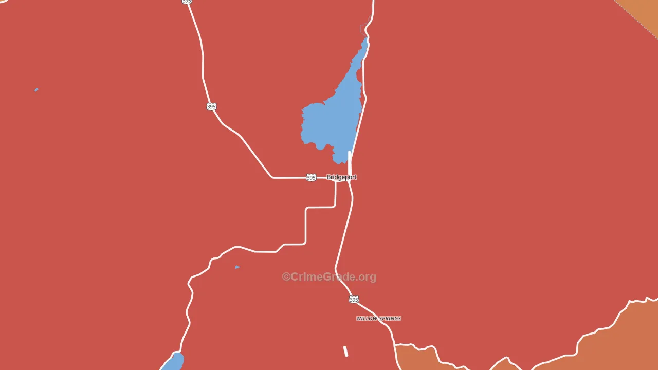 Bridgeport, CA Map of Robbery Rates