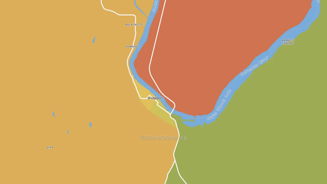 Bridgeport, WA Map of Robbery Rates